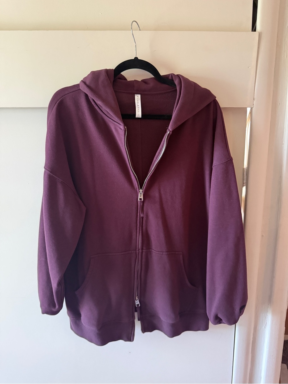 Fabletics Maroon Zip-Up Hoodie Jacket